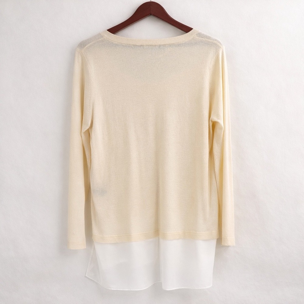 Lauren Ralph Lauren Sweater Women PS Cream Silk Blend Layered Preppy Minimalist - Picture 8 of 9
